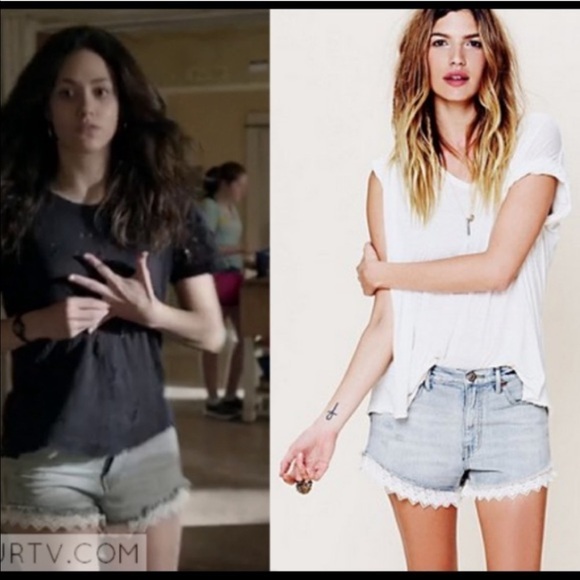 Free People Urban Outfitters High Waist Eyelet Lace Trim Denim Shorts Size 24 - Picture 2 of 8